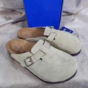 Boston Ladies Taupe Suede Clogs Slipper